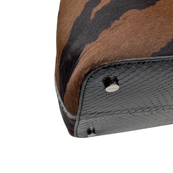 ALAIA CANELLE / NOIR NUT BROWN MINA MEDIUM POLAIN ZEBRA AND ELAPHE CALF HAIR AND - Picture 8 of 16